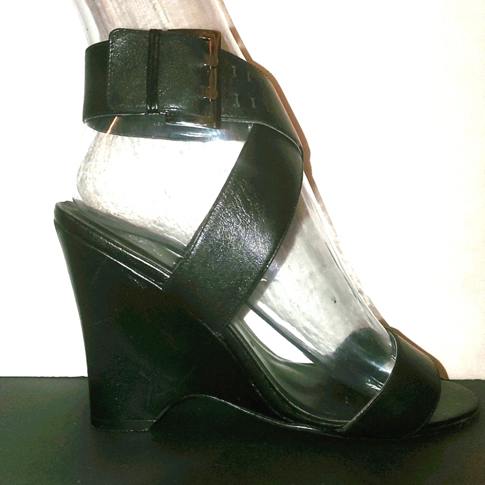 🖤Black Leather Wedge Heels CF by Falchi🖤